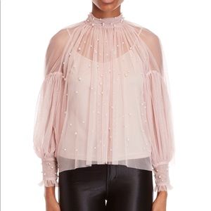 NEW Pink Mesh pearl top